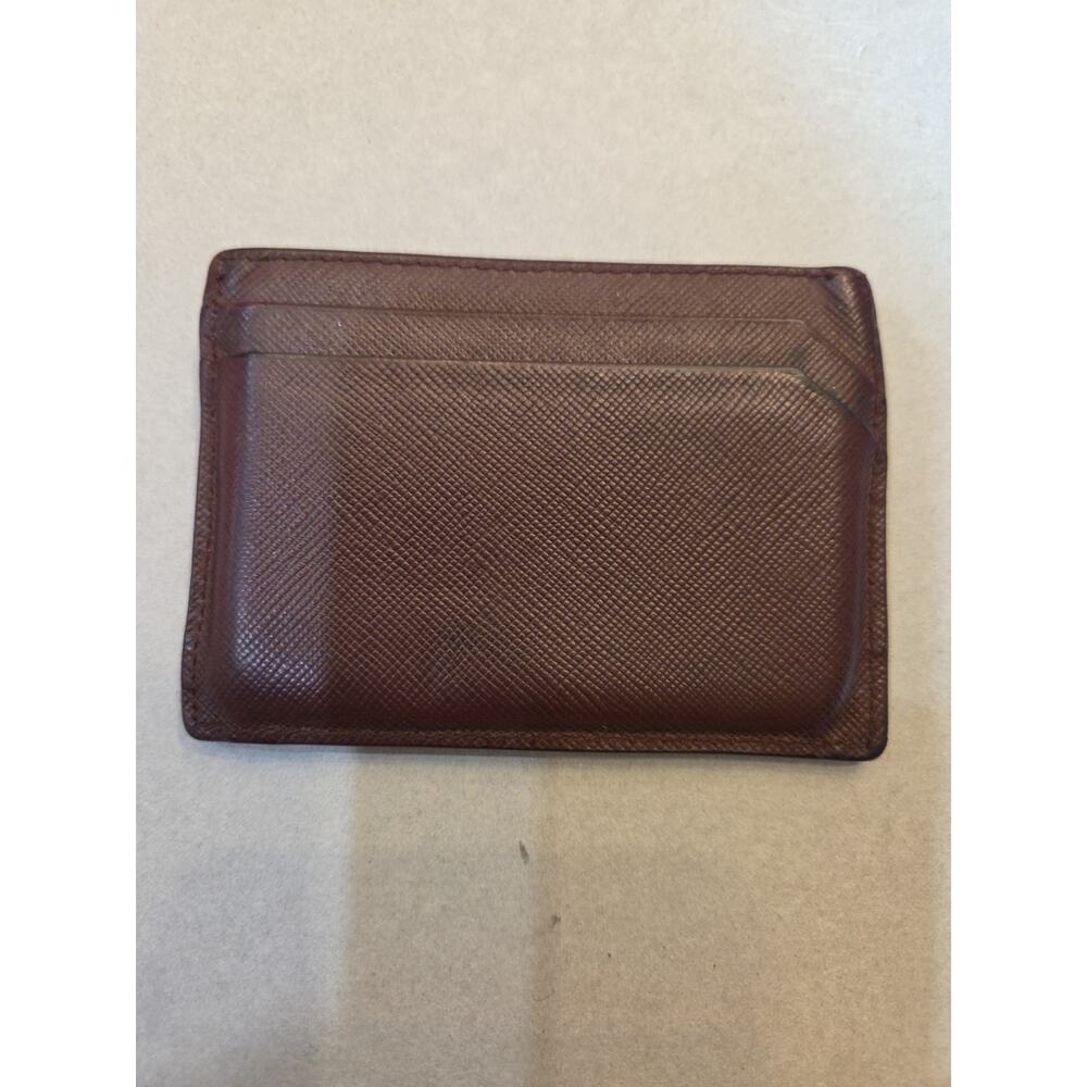 PRADA Saffiano Leather Card Case Brown Card Holder Unisex - Picture 2 of 9
